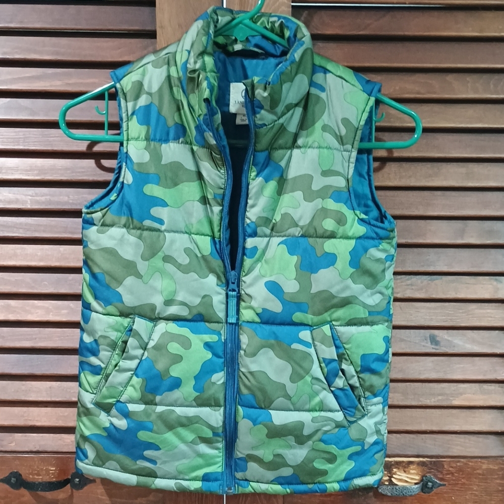 Lands End Kids Camouflage Puffer Vest Boys Size Medium